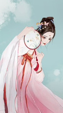 Beautiful Woman in Costume Holding A Fan