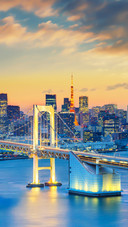 Rainbow Bridge during Sunset, Tokyo