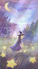 Girl Dressed As A Wizard Walking in The Forest