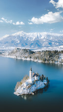 Scenic Lake Bled with Famous Bled Island and Castle