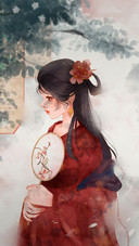 Beautiful Girl in Classical Costume With A Fan in Hand