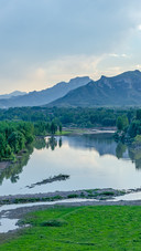 The trees and mountains along the hutuo river reflect the