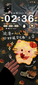 捡秋小猫可爱落叶