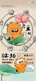 加菲猫家族荷田戏耍