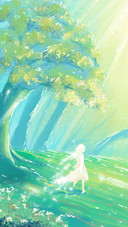 Girl in The Sun Walking on The Grass