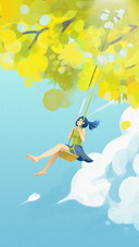 A Girl Swinging on a Big Tree