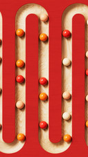 The small ball in the red path