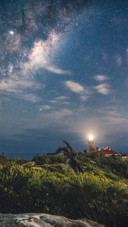 The starry sky above the lighthouse