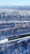 Snowy Scenery Train in Daxinganling Mountains