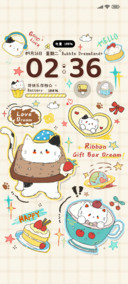 复古涂鸦面包小猫