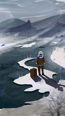 Man Standing by The River in The Cold Wind