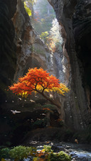 Vibrant Oasis in a Rocky Canyon