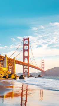 Famous Golden Gate Bridge Seen from Scenic Baker Beach