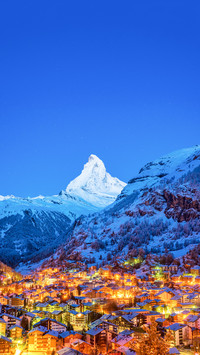 Early Morning Landscape View on Zermatt City