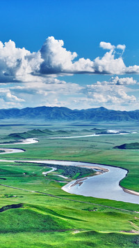 Aerial view of the first bend of the Yellow River