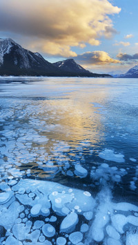 Evening light fades on the ice river