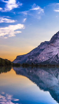 View of lake and mountains trentino alto adige italy