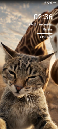 Cat and giraffe
