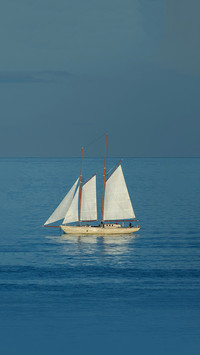 Ship on sea in Brittany, France