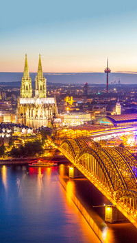 Aerial Cologne Cathedral and Hohenzollern Bridge