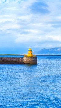 Lighthouse in the harbor of Reykjavik. Iceland