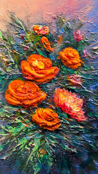 Flowers in spring oil painting colors