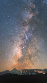 Merry Snow Mountain Starry Sky Milky Way
