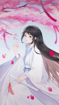 A Boy in A White Robe Holding A Flute