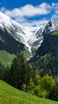 The jain snow mountain in switzerland