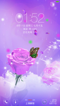 紫玫瑰【3D重力感应蝴蝶+3D动态花瓣+自由桌面+浪漫真情】