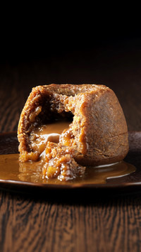 Plate of ginger cake with liquid center
