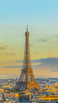 Paris view from Arc de Triomphe at sunset