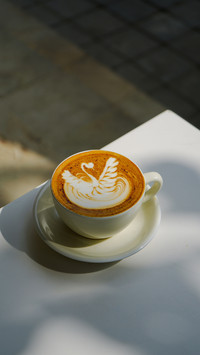 Hot latte in the morning