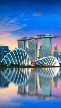 Singapore city skyline at dusk
