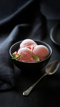 Homemade Organic Fruit Ice Cream Scoops in Bowl