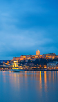 Budapest Castle and Chain Bridge in Budapest at sunset