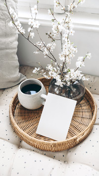 Greeting Card Mockup on Wickered Tray