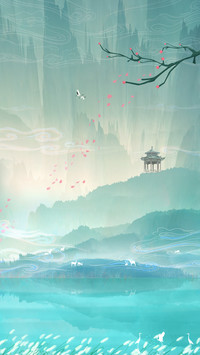 Background of chinese style mountain and river