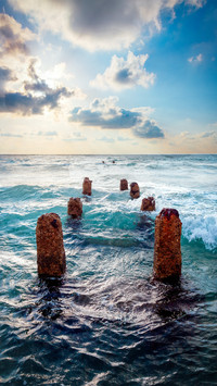 A stone pillar in the sea