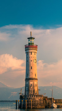 A lighthouse at the water's edge in Germany