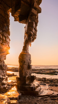 Sunrise scenery of the arctic frozen bay