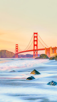 Golden Gate Bridge in San Francisco, California at sunset