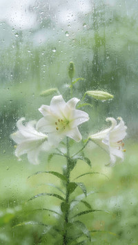雨中逢花