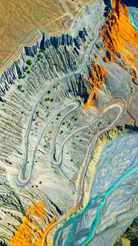 Van gogh style colorful canyon