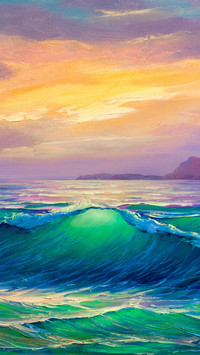 Oil painting by the sea