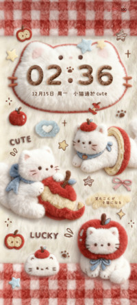 红苹果小猫毛绒组件
