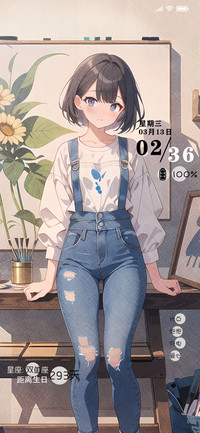 牛仔绘画艺术少女