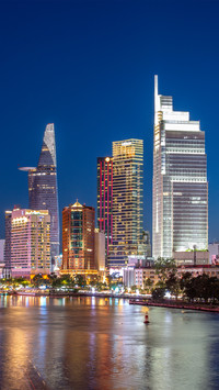 The night view of ho chi minh city vietnam