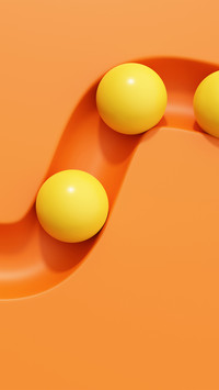 A bright yellow sphere on an orange background