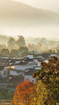 Autumn morning light in Lu Village, Yixian County